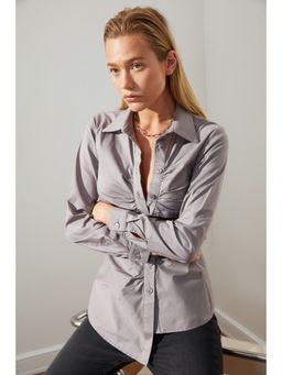 Trendyol - Womens Grey Solid/plain Shirt