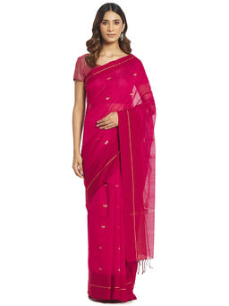 Fabindia - Magenta Chanderi Cotton Silk Saree