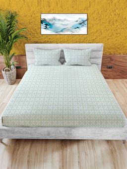 Mayfair Homes London - 100% Cotton 180TC King Bedsheet with 2 Pillow Covers Ornamental Green