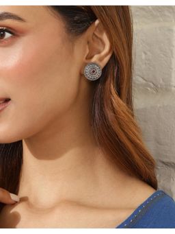 Fabindia - Sterling Silver Wine Stone Studs Earrings