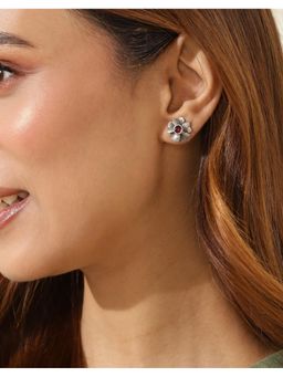 Fabindia - Sterling Silver Wine Stone Studs Earrings
