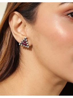 Fabindia - Sterling Silver Wine Stone Studs Earrings