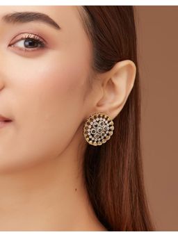Fabindia - Metal Black Stone Stud Earrings