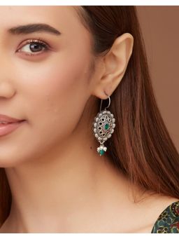 Fabindia - Metal Dangler Green Earrings