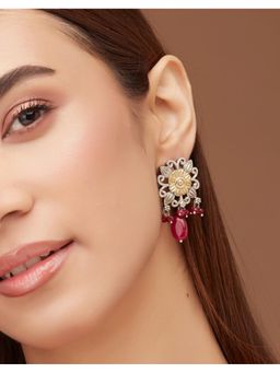 Fabindia - Metal Maroon Drop Dangler Earrings