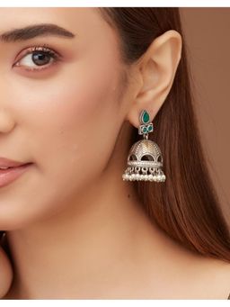 Fabindia - Metal Jhumka Green Earrings