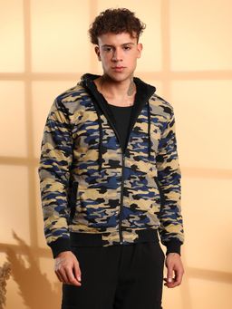 Campus Sutra - Men'S Navy Blue Camouflage Bomber
