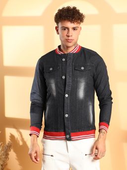 Campus Sutra - Men'S Black Dark-Wash Denim Jacket