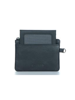 Calfnero - Leather Card and Coin Pouch with Key Ring with Wrist Strap-Black
