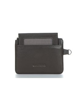 Calfnero - Leather Card and Coin Pouch with Key Ring with Wrist Strap-Brown