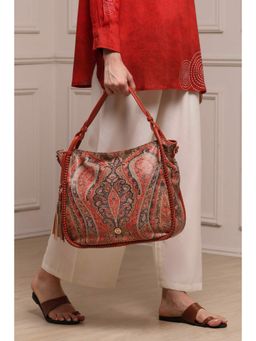 Biba - Women Brown PU Printed Handbag With Detachable Strap