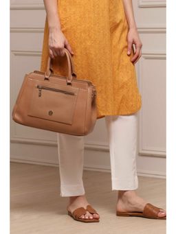 Biba - Women Brown PU Satchel Bag With Detachable Strap