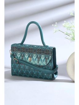 Biba - Women Blue PU Satchel Bag With Detachable Strap