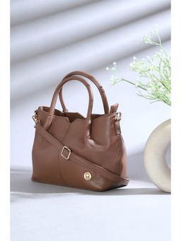 Biba - Women Mocha PU Handbag With Detachable Strap