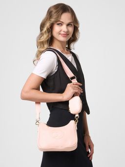 Caprese - Monroe Women Pink Medium Sleek Sling Bag with Detachable Strap & Pouch