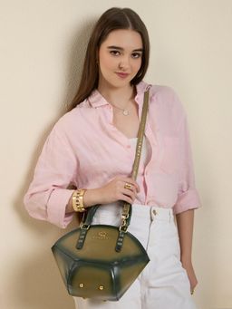 Caprese - Dee Women Dill Green Medium Satchel Bag With Detachable Strap