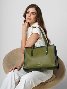 Caprese - Dee Women Dill Green Large Laptop Compatible Tote Bag