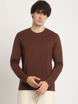 The Bear House - Men's Brown Solid Regular Fit Casual T-Shirt
