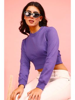 RIGO - Women Purple Fleece Solid Sweatshirt