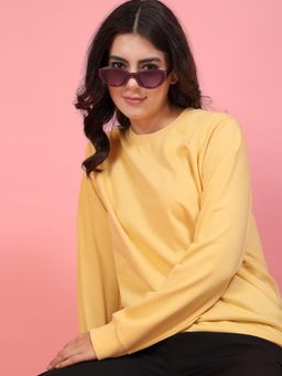 RIGO - Women Yellow Solid Terry Sweatshirt