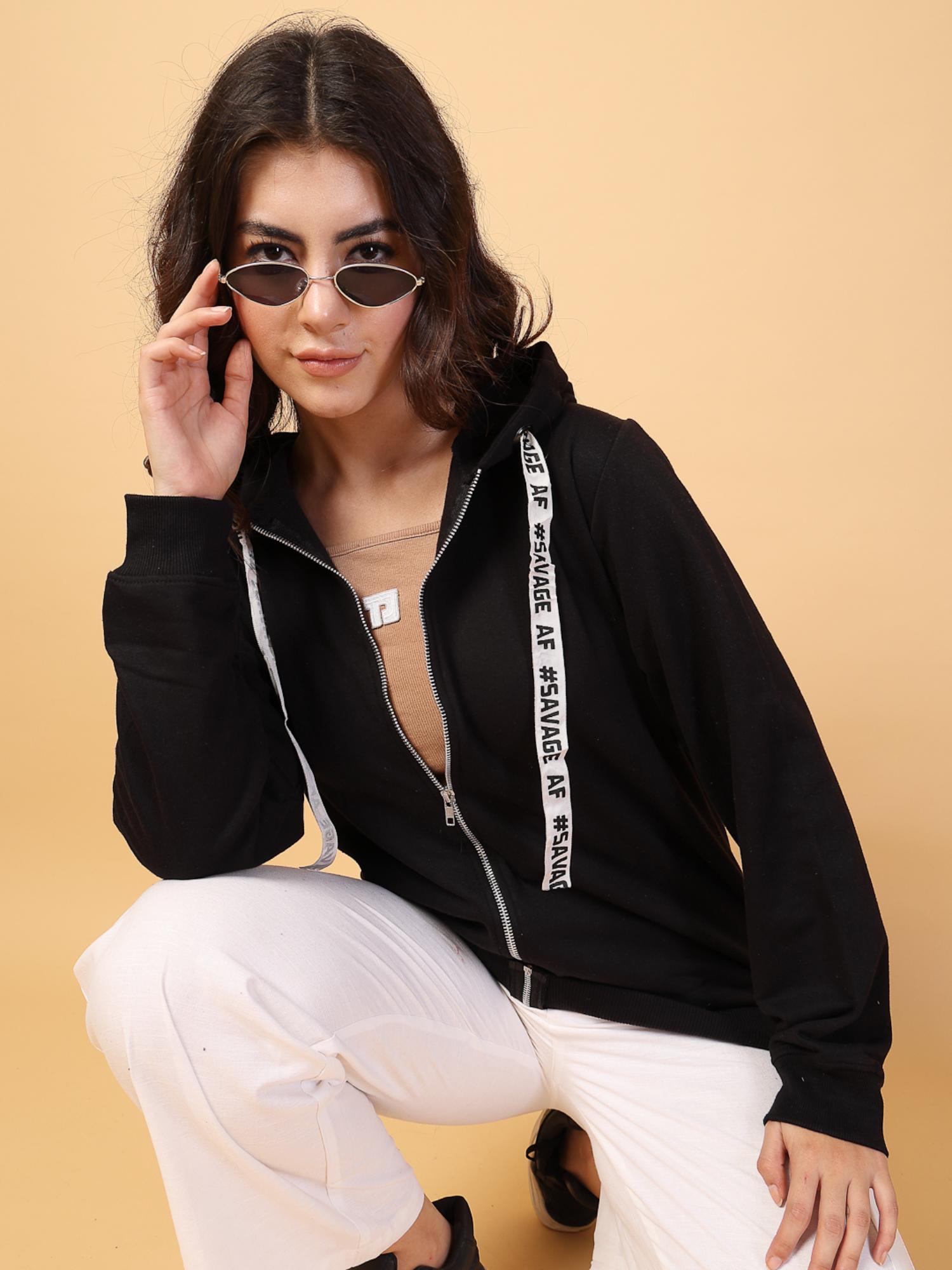 rigo Women Black Fleece Oversized Jacket-picture-42