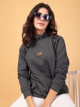 RIGO - Women Charcoal Fleece Oversized Sweatshirt