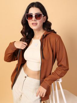 RIGO - Women Camel Brown Fleece Oversized Jacket