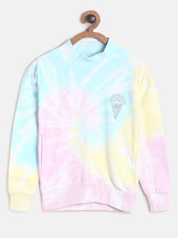 Tales & Stories - Girl's Multi Color Cotton Poly Tie & Dye Sweatshirt