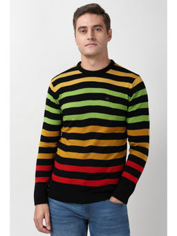 Peter England - Men Multicolor Stripe Crew Neck Sweater