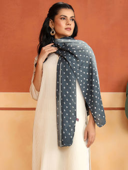 Fabindia - Grey Viscose Printed Stole