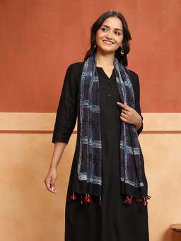 Fabindia - Indigo Viscose Blend Ajrakh Printed Stole
