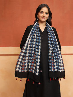 Fabindia - Indigo Viscose Blend Ajrakh Printed Stole