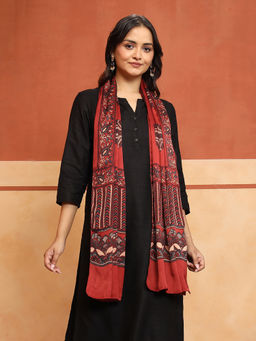 Fabindia - Rust Viscose Blend Ajrakh Printed Stole