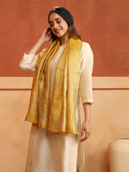 Fabindia - Mustard Silk Blend Hand Woven Stole
