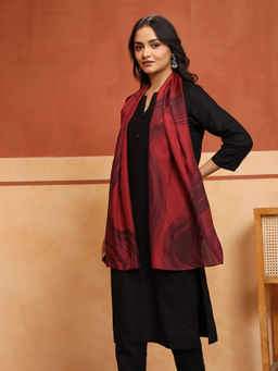 Fabindia - Red-Black Silk Printed Stole