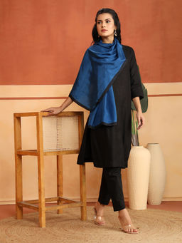 Fabindia - Blue Silk Printed Stole
