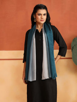 Fabindia - Blue-Grey Silk Printed Stole