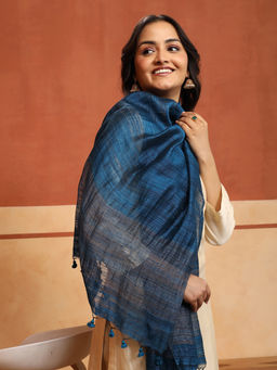 Fabindia - Blue Silk Blend Hand Woven Stole