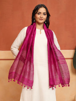 Fabindia - Fuchsia Silk Blend Hand Woven Stole