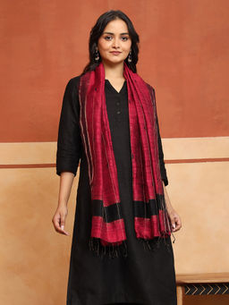Fabindia - Red Silk Blend Jamdani Stole