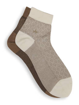 Arrow - Mens Geometric Patterned Knit Ankle Socks (Pack of 2) Multi-Color