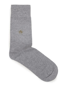 Arrow - Mens Patterned Knit Mid-Calf Socks Grey