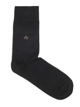 Arrow - Mens Patterned Knit Mid-Calf Socks Black