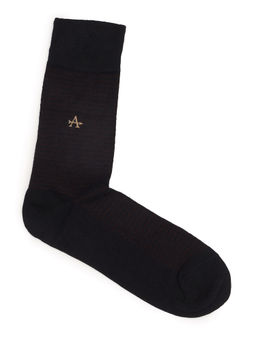Arrow - Mens Patterned Knit Mid-Calf Socks Black