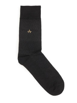 Arrow - Mens Geometric Patterned Knit Mid-Calf Socks Black