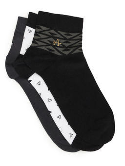 Arrow - Mens Geometric Patterned Knit Ankle Socks Black