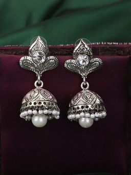 Anika's Creations - Traditional Partywear Silver Jhumki Earrings