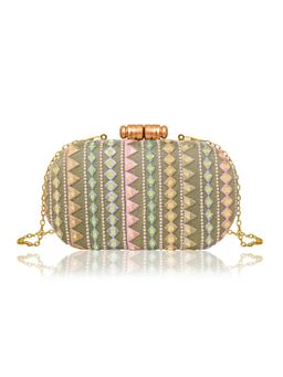 Fuchsia by Aashka Mehta - Pastel Aztec Clutch