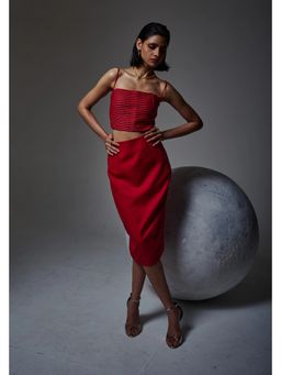 Orthodox - Sculpted Contour Red Midi Skirt