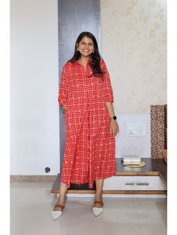 Pink Tree - Maroon Box Pleat Dress